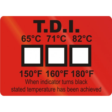 Temperature indicator for the control of sanitizing in industrial dishwashers